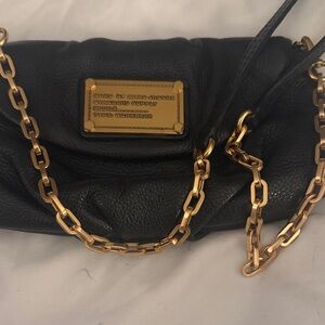 Marc Jacobs Black Leather Bag with Gold Chain